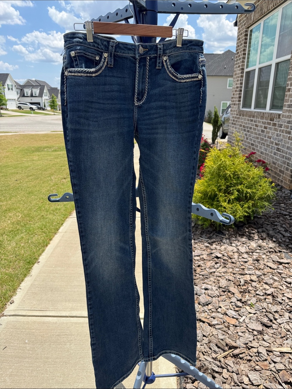 Shyanne Dark Wash Women's Bootcut Jeans with Contrast Stitching